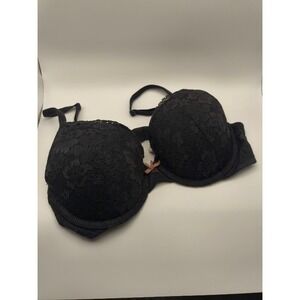 Victoria's Secret Body Perfect Shape Black Lace‎ Bra 32D Underwire